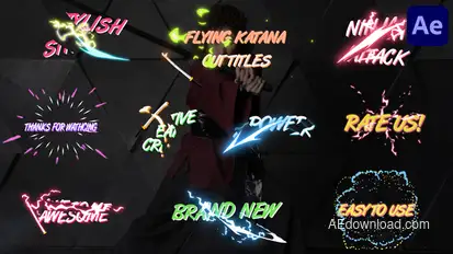 Flying Katana Cut Titles for After Effects Titles template preview