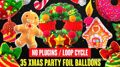 Foil Balloons - Xmas Party Collection Video Displays template preview