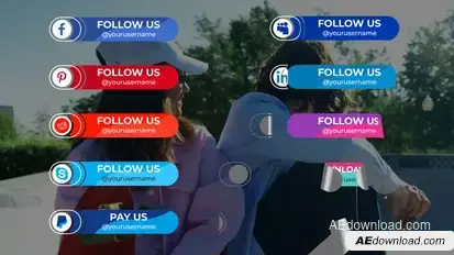 Folding Social Media Lower Thirds Elements template preview