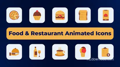 Food & Restaurant Animated Icons Elements template preview