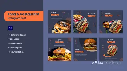 Food & Restaurant Instagram Post Elements template preview