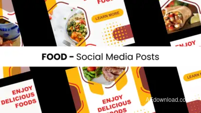 Food - Social Media Posts Elements template preview