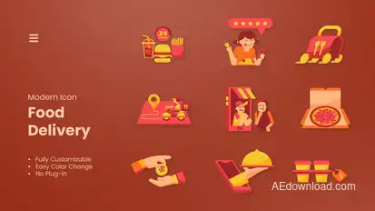 Food Delivery Icon Elements template preview