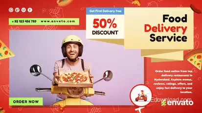 Food Delivery Services Slideshow Video Displays template preview