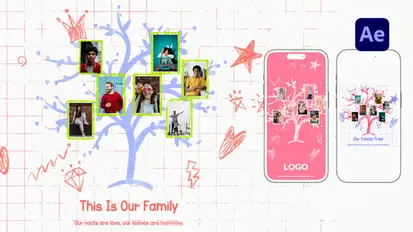 Friends & Family Tree Collage Reveal Openers template preview