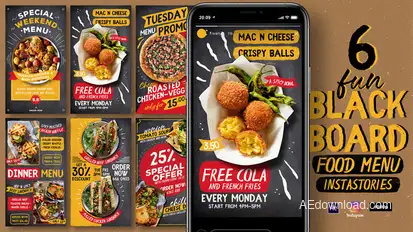 Fun Blackboard Food Menu Instagram Stories Product Promo template preview