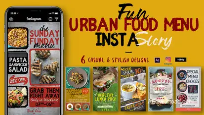 Fun Urban Food Menu Instagram Stories Product Promo template preview