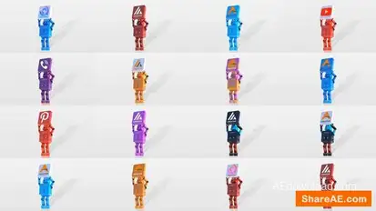 Funny Cartoon Robot Logo Reveal Bundle Logo Stings template preview