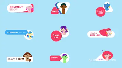 funny youtuber lower thirds character Elements template preview