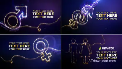 Gender Neon Symbols Intro // Gender Show Openers template preview