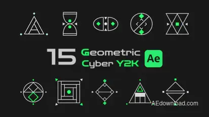 Geometric Shapes Cyber Y2K Elements template preview