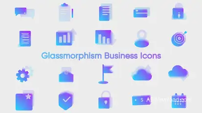 Glassmorphism Business Icons Elements template preview