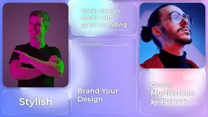 Glassmorphism Multiscreen Slideshow Video Displays template preview