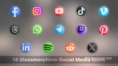 Glassmorphism Social Media Icons Elements template preview