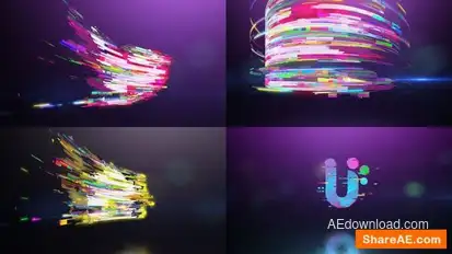 Glitch 3D Strokes Logo Openers template preview