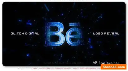 Glitch Digital Logo Reveal Logo Stings template preview