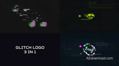Glitch Logo 3 in 1 Logo Stings template preview