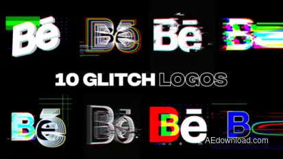 Glitch Logos | 10 in 1 Logo Stings template preview