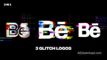 Glitch Logos | 3 in 1 Logo Stings template preview