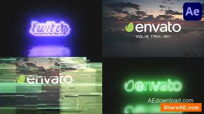 Glitch Neon Logo for After Effects Logo Stings template preview