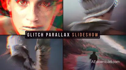 Glitch Parallax Slideshow Video Displays template preview