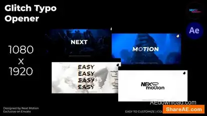 Glitch Typography Opener Openers template preview