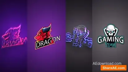 Glowing neon logo Logo Stings template preview