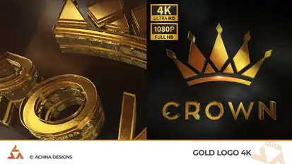 Gold Logo 4K Logo Stings template preview