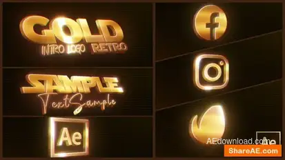 Gold Retro Logo Intro Openers template preview