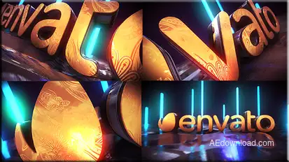 Golden Neon Logo Intro Logo Stings template preview