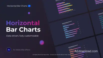 Gradient Horizontal Bar Charts Infographics template preview