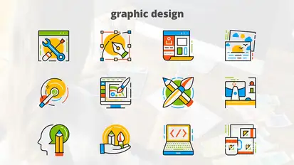 Graphic Design - Flat Animated Icons Video Displays template preview