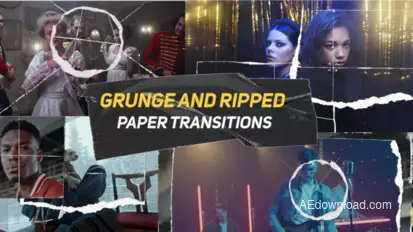 Grunge And Ripped Paper Transitions broadcast-packages template preview