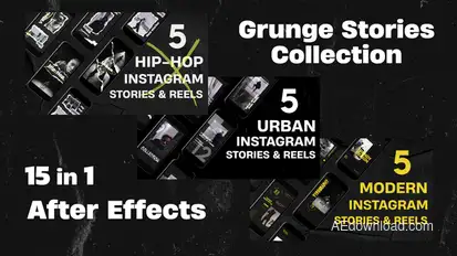 Grunge Instagram Stories and Reels Collection Openers template preview