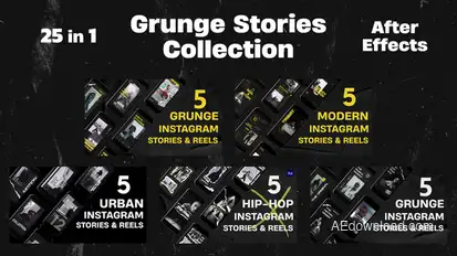 Grunge Instagram Stories Collection 25in1 Openers template preview