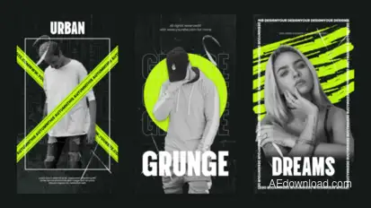 Grunge Stories Video Displays template preview