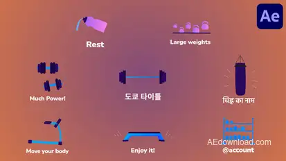 Gym Icons for After Effects Elements template preview