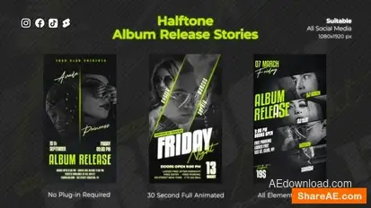 Halftone Album Release Stories Openers template preview