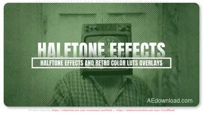 Halftone Effects and Retro Color LUTs Overlays Elements template preview