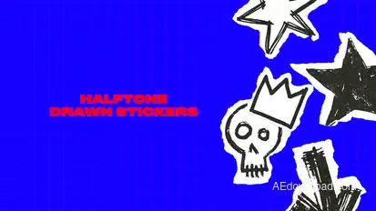 Halftone Hand Drawn Stickers Elements template preview