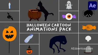 Halloween Cartoon Animations Pack for After Effects Elements template preview