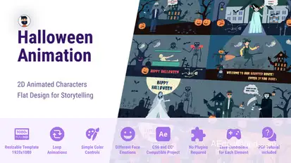 Halloween Character And Background Elements template preview