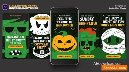 Halloween Party Instagram Stories Openers template preview