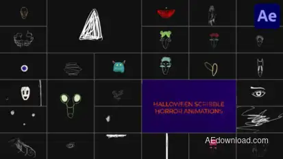 Halloween Scribble Horror Animations for After Effects Elements template preview