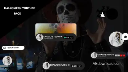 Halloween Youtube Pack elements Logo Stings template preview