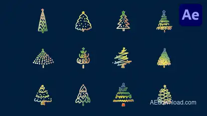 Hand Drawn Christmas Tree | AE Elements template preview
