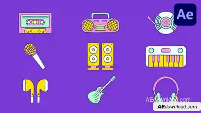 Hand Drawn Music Elements | AE Elements template preview