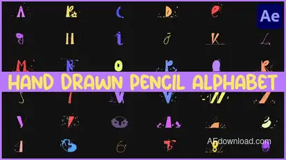 Hand Drawn Pencil Alphabet for After Effects Elements template preview