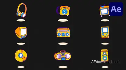 Hand Drawn Retro Elements | AE Elements template preview