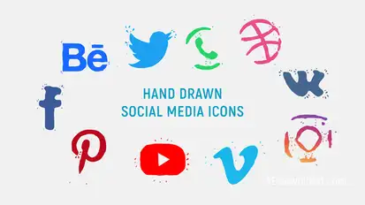 Hand Drawn Social Media Icons Logo Stings template preview